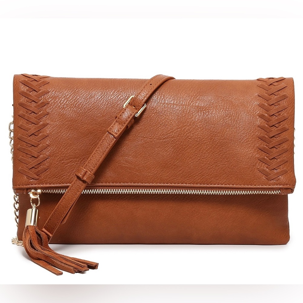 Crown Vintage Foldover Whipstitch Crossbody Bag